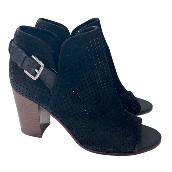 Sam Edelman Easton Black Genuine Leather Perforated Lagenlook boho boots 6.5 - Picture 1 of 11